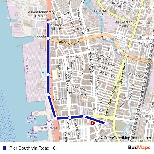 Pier South via Road 10 bus Line Map