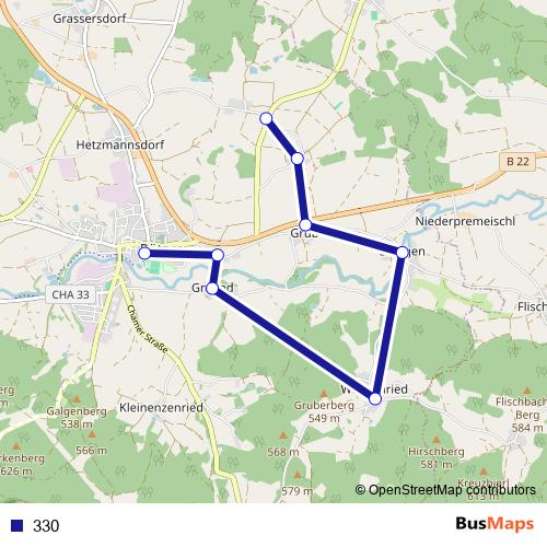 330 bus Line Map