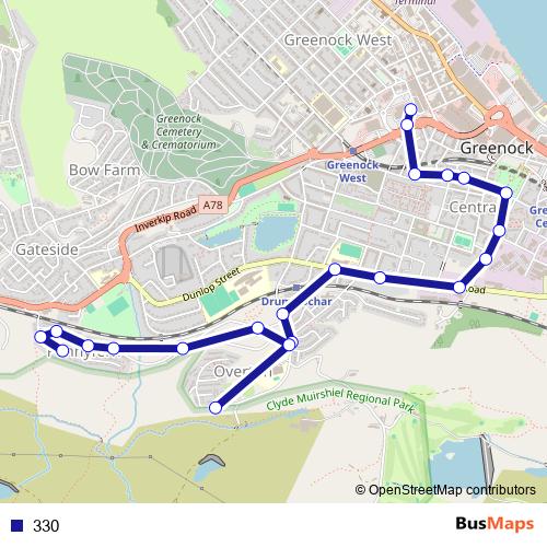 330 bus Line Map