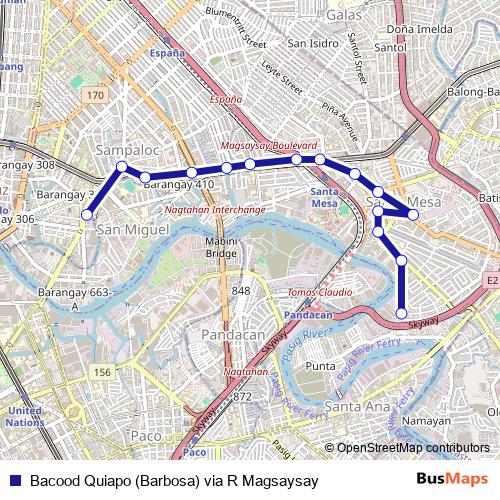 Bacood Quiapo (Barbosa) via R Magsaysay bus Line Map