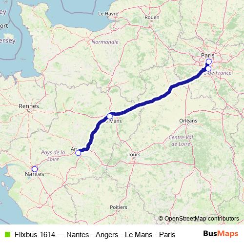 Flixbus 1614 bus Line Map