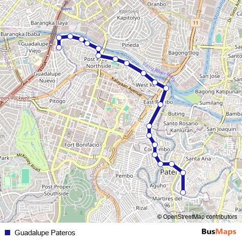 Guadalupe Pateros bus Line Map