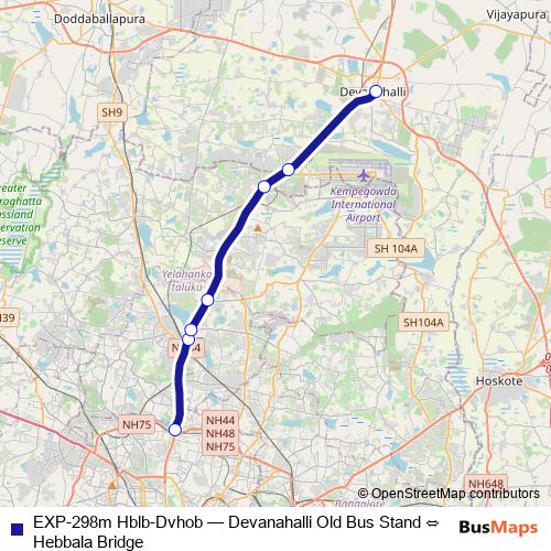 EXP-298m Hblb-Dvhob bus Line Map