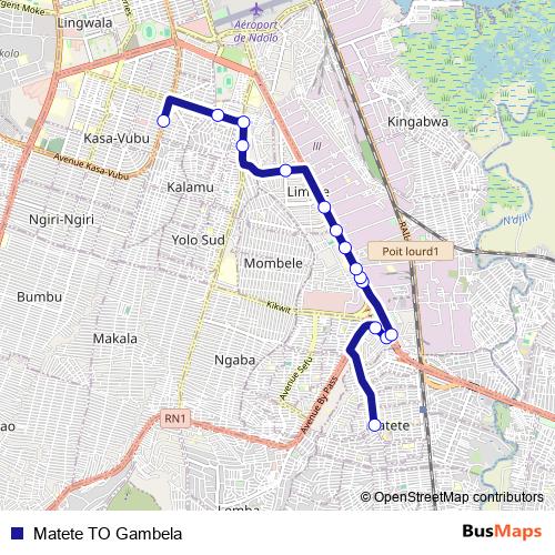 Matete TO Gambela bus Line Map