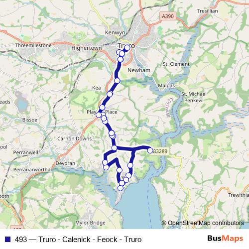 493 bus Line Map