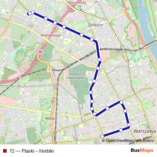 72 tram Line Map