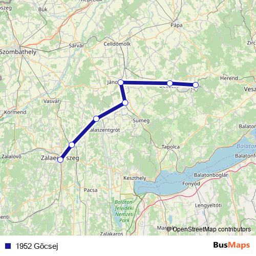1952 Göcsej rail Line Map