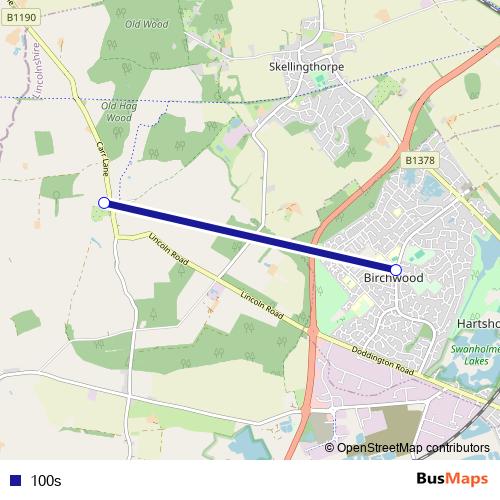 100s bus Line Map