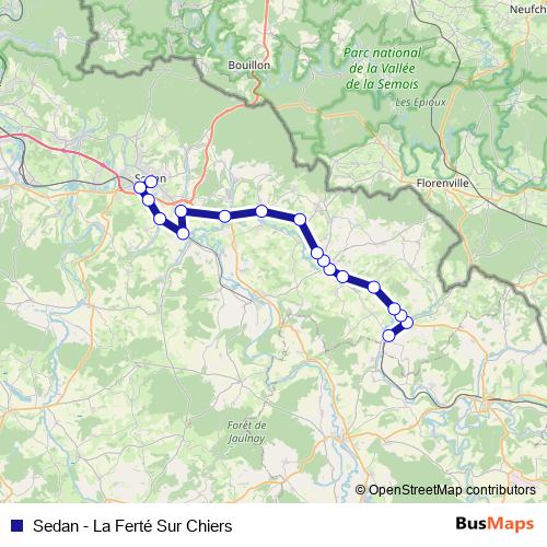 Sedan - La Ferté Sur Chiers bus Line Map