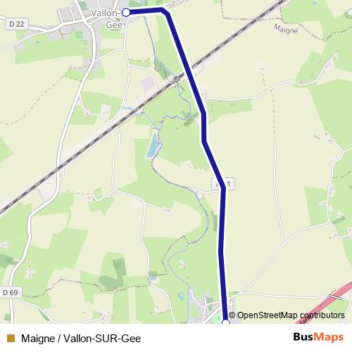 Maigne / Vallon-SUR-Gee bus Line Map