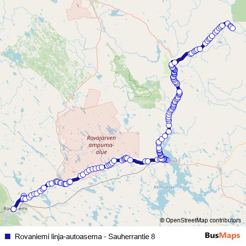 Rovaniemi linja-autoasema - Sauherrantie 8 bus Line Map