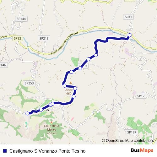 Castignano-S.Venanzo-Ponte Tesino bus Line Map
