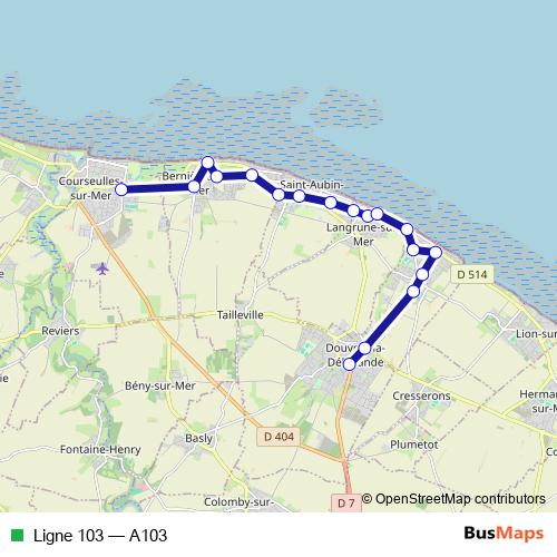 Ligne 103 bus Line Map