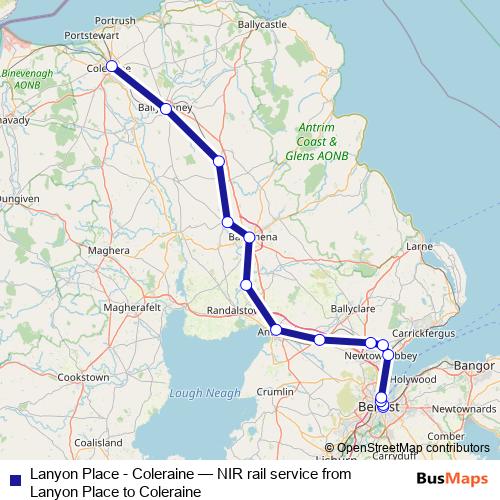 Lanyon Place - Coleraine rail Line Map