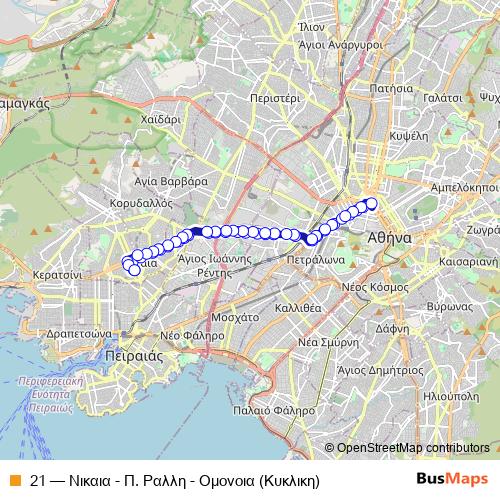 21 trolleybus Line Map