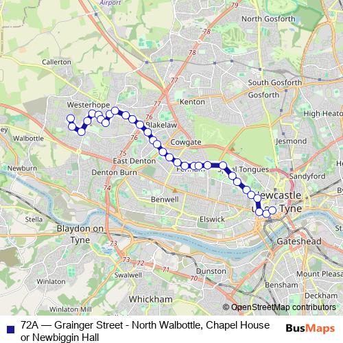 72A bus Line Map