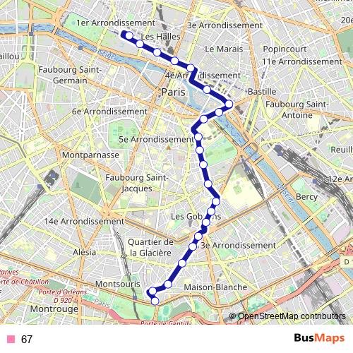 67 bus Line Map