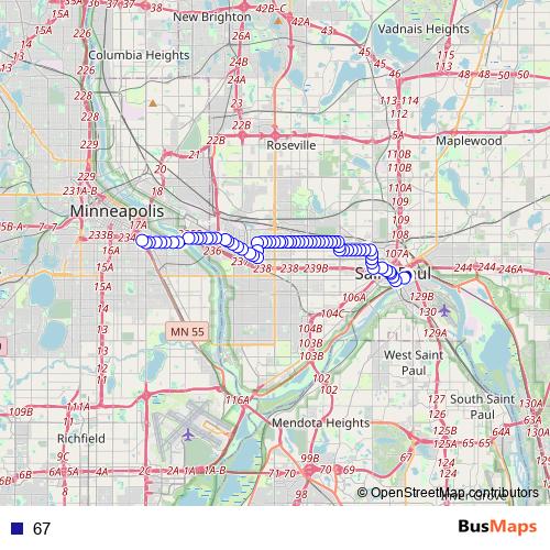 67 bus Line Map