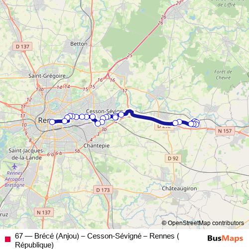 67 bus Line Map