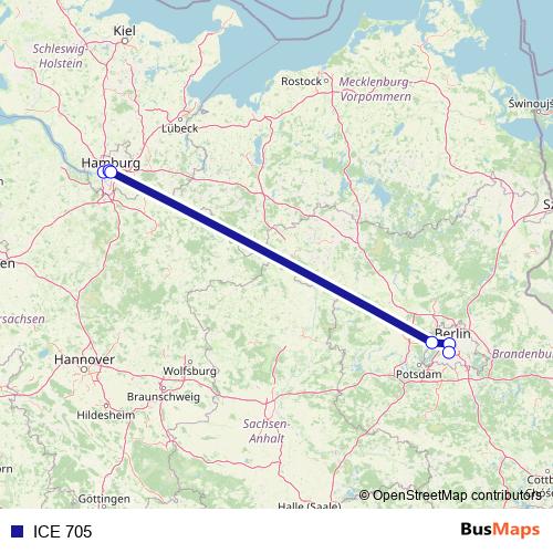 ICE 705 rail Line Map