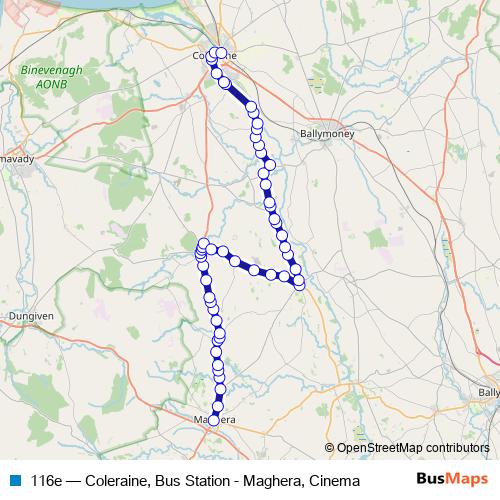 116e bus Line Map