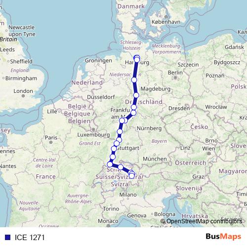 ICE 1271 rail Line Map