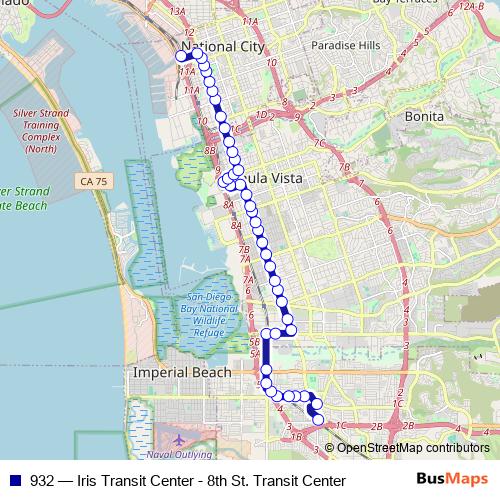 932 bus Line Map