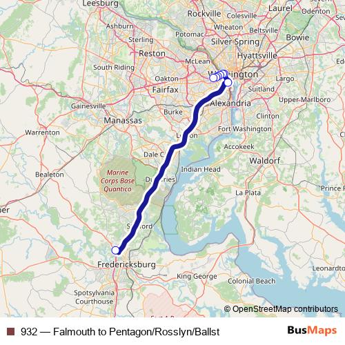 932 bus Line Map