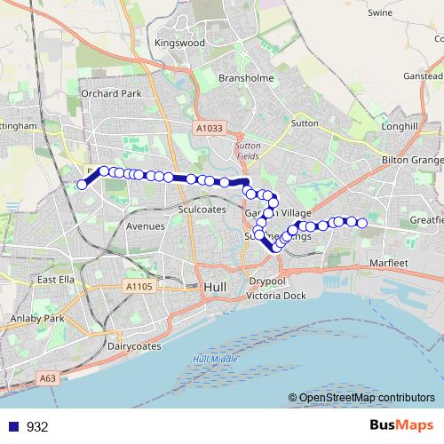 932 bus Line Map