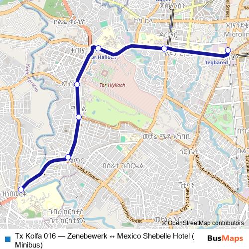 Tx Kolfa 016 bus Line Map