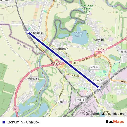 Bohumín - Chałupki rail Line Map