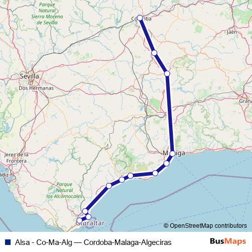 Alsa - Co-Ma-Alg bus Line Map