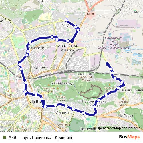 А39 bus Line Map