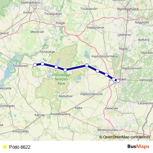 Pótló 6622 bus Line Map