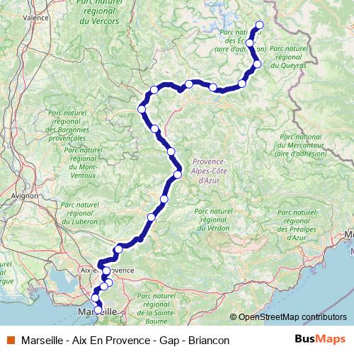 Marseille - Aix En Provence - Gap - Briancon rail Line Map