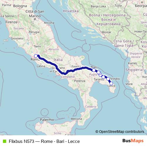 Flixbus N573 bus Line Map