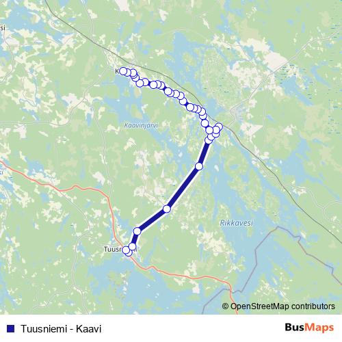 Tuusniemi - Kaavi bus Line Map