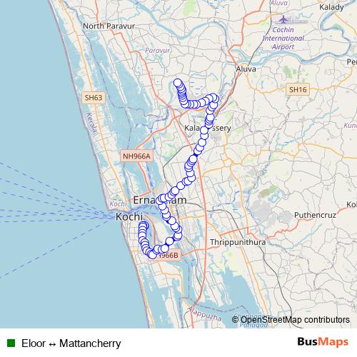Eloor ↔ Mattancherry bus Line Map