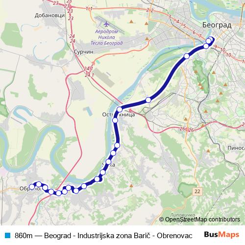 860m bus Line Map