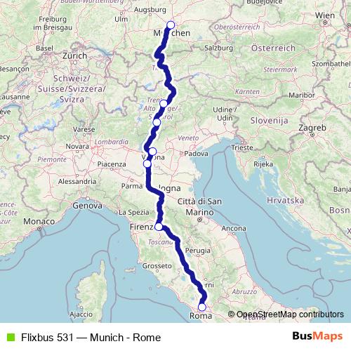 Flixbus 531 bus Line Map