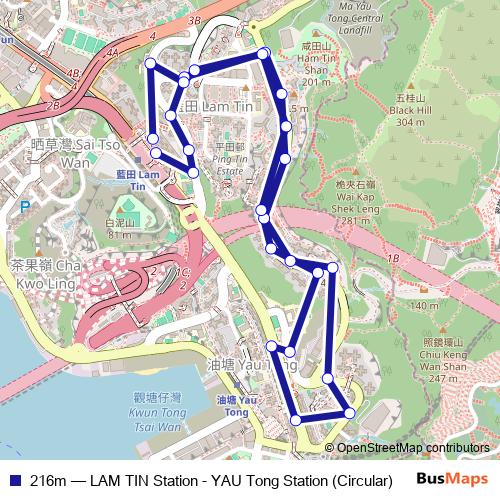 216m bus Line Map