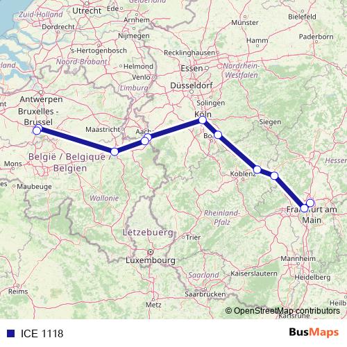 ICE 1118 rail Line Map