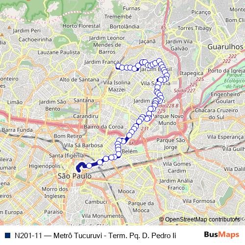 N201-11 bus Line Map