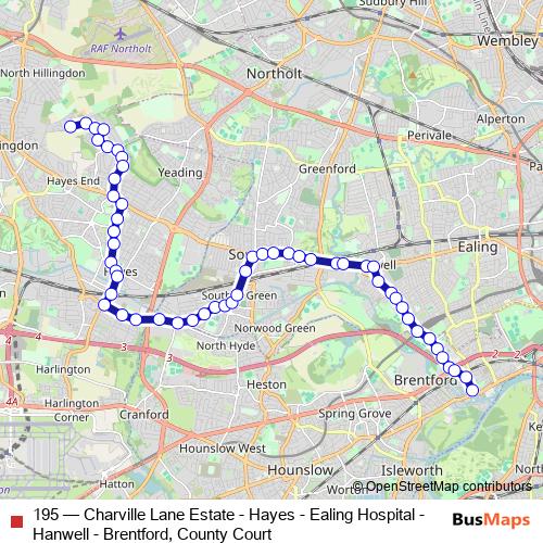 195 bus Line Map