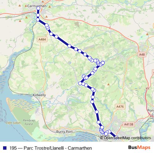 195 bus Line Map