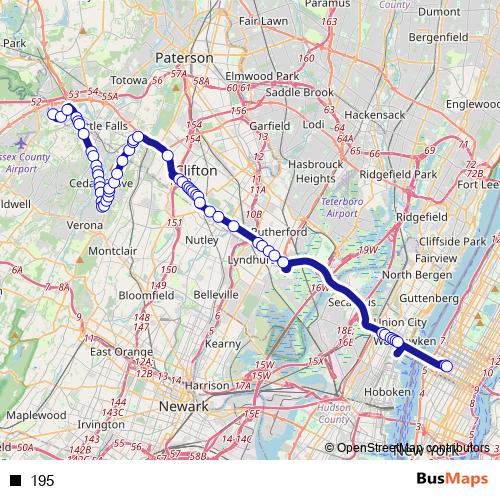 195 bus Line Map