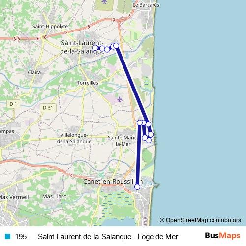 195 bus Line Map