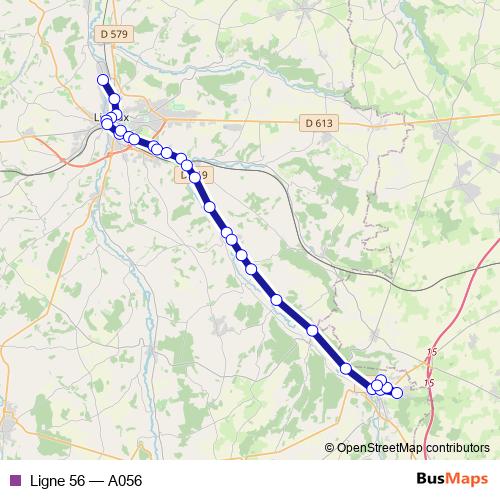 Ligne 56 bus Line Map