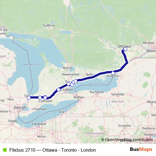 Flixbus 2710 bus Line Map