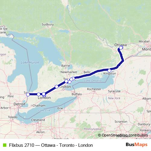 Flixbus 2710 bus Line Map